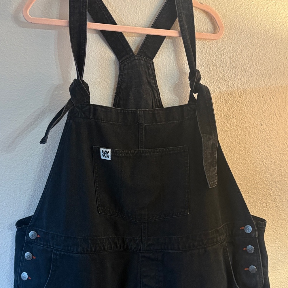 Lucy & Yak black denim dungaree overalls